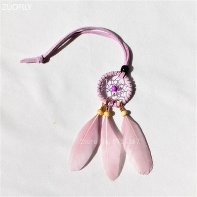 Mini apărător de vise colorat cu pene oglindă pandantiv artizanat interior dormitor acasă agățat perete accesorii de decorare mașină