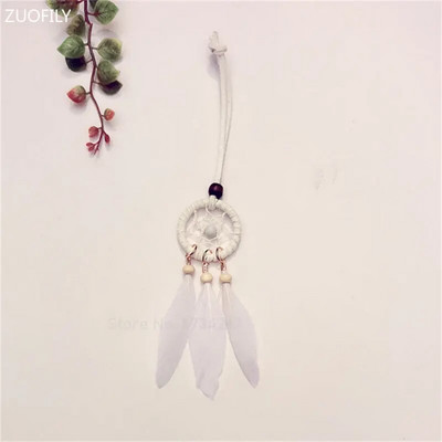 Mini apărător de vise colorat cu pene oglindă pandantiv artizanat interior dormitor acasă agățat perete accesorii de decorare mașină