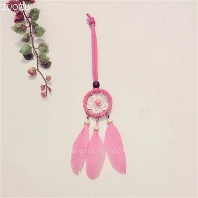 Mini apărător de vise colorat cu pene oglindă pandantiv artizanat interior dormitor acasă agățat perete accesorii de decorare mașină