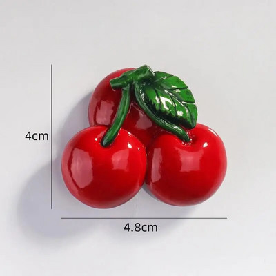 Magneți creativi pentru frigider cu fructe 3D, măr artificiale, banane, căpșuni, cireșe, portocale, piersici, autocolant magnetic pentru decorarea ușii frigiderului