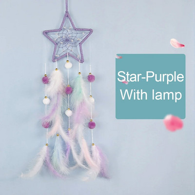 Kawaii Dreamcatcher Suncatcher Feather Φωτιστικό LED Φεγγάρι Star Catcher Δωμάτιο Εσωτερικό Παράθυρο Αυτοκινήτου Κρεμαστό Δώρο Διακόσμηση Κήπου