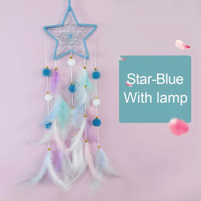 Kawaii Dreamcatcher Suncatcher Feather Φωτιστικό LED Φεγγάρι Star Catcher Δωμάτιο Εσωτερικό Παράθυρο Αυτοκινήτου Κρεμαστό Δώρο Διακόσμηση Κήπου