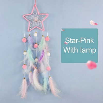 Kawaii Dreamcatcher Suncatcher Feather Φωτιστικό LED Φεγγάρι Star Catcher Δωμάτιο Εσωτερικό Παράθυρο Αυτοκινήτου Κρεμαστό Δώρο Διακόσμηση Κήπου