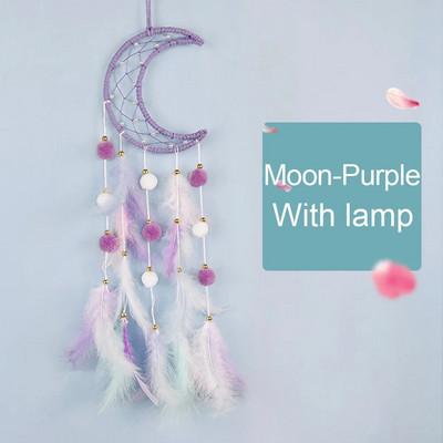 Kawaii Dreamcatcher Suncatcher Feather Φωτιστικό LED Φεγγάρι Star Catcher Δωμάτιο Εσωτερικό Παράθυρο Αυτοκινήτου Κρεμαστό Δώρο Διακόσμηση Κήπου