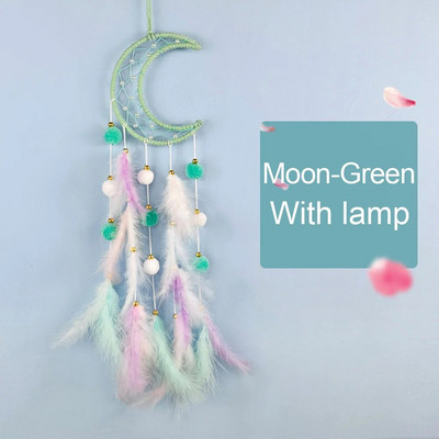 Kawaii Dreamcatcher Suncatcher Feather Φωτιστικό LED Φεγγάρι Star Catcher Δωμάτιο Εσωτερικό Παράθυρο Αυτοκινήτου Κρεμαστό Δώρο Διακόσμηση Κήπου