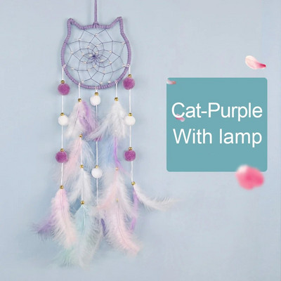 Kawaii Dreamcatcher Suncatcher Feather Φωτιστικό LED Φεγγάρι Star Catcher Δωμάτιο Εσωτερικό Παράθυρο Αυτοκινήτου Κρεμαστό Δώρο Διακόσμηση Κήπου