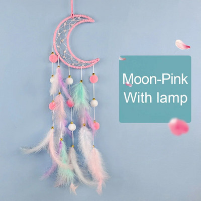 Kawaii Dreamcatcher Suncatcher Feather Φωτιστικό LED Φεγγάρι Star Catcher Δωμάτιο Εσωτερικό Παράθυρο Αυτοκινήτου Κρεμαστό Δώρο Διακόσμηση Κήπου