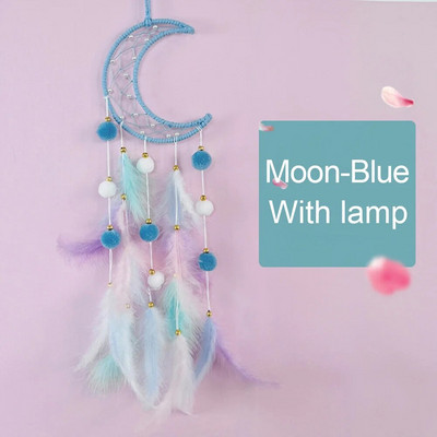 Kawaii Dreamcatcher Suncatcher Feather Φωτιστικό LED Φεγγάρι Star Catcher Δωμάτιο Εσωτερικό Παράθυρο Αυτοκινήτου Κρεμαστό Δώρο Διακόσμηση Κήπου