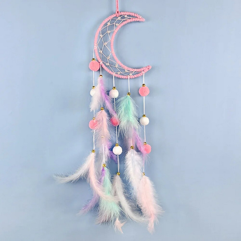 Kawaii Dreamcatcher Suncatcher Feather Φωτιστικό LED Φεγγάρι Star Catcher Δωμάτιο Εσωτερικό Παράθυρο Αυτοκινήτου Κρεμαστό Δώρο Διακόσμηση Κήπου