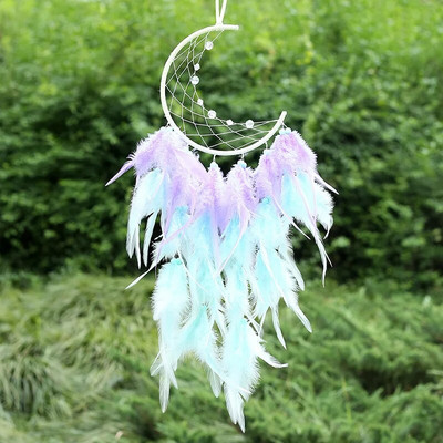Djevojka Srce Dreamcatcher Poklon za dekoraciju spavaće sobe Ručno izrađeno perje Hvatač snova Wind Chimes Art Chimes Darovi za Valentinovo