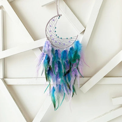 Djevojka Srce Dreamcatcher Poklon za dekoraciju spavaće sobe Ručno izrađeno perje Hvatač snova Wind Chimes Art Chimes Darovi za Valentinovo