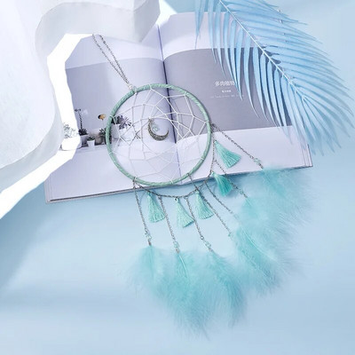 Djevojka Srce Dreamcatcher Poklon za dekoraciju spavaće sobe Ručno izrađeno perje Hvatač snova Wind Chimes Art Chimes Darovi za Valentinovo