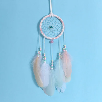 Djevojka Srce Dreamcatcher Poklon za dekoraciju spavaće sobe Ručno izrađeno perje Hvatač snova Wind Chimes Art Chimes Darovi za Valentinovo