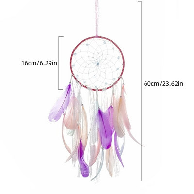Djevojka Srce Dreamcatcher Poklon za dekoraciju spavaće sobe Ručno izrađeno perje Hvatač snova Wind Chimes Art Chimes Darovi za Valentinovo