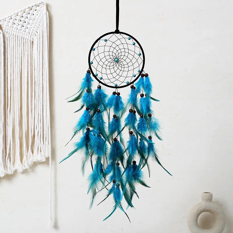 Djevojka Srce Dreamcatcher Poklon za dekoraciju spavaće sobe Ručno izrađeno perje Hvatač snova Wind Chimes Art Chimes Darovi za Valentinovo