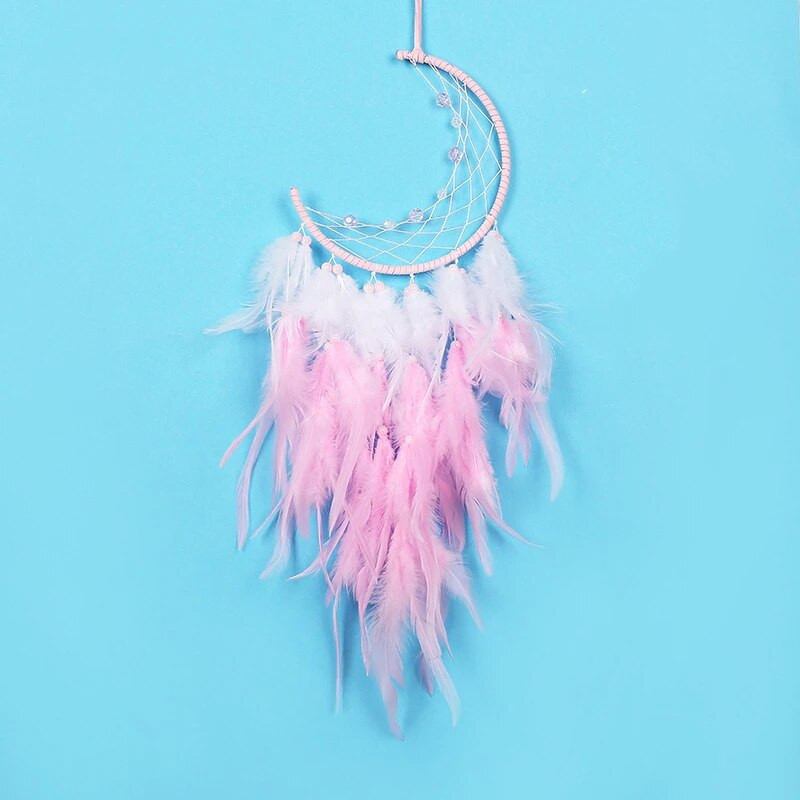 Djevojka Srce Dreamcatcher Poklon za dekoraciju spavaće sobe Ručno izrađeno perje Hvatač snova Wind Chimes Art Chimes Darovi za Valentinovo