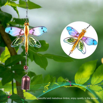 Wind Chime Hummingbirds Dragonflies Μεταλλικό Γυαλί ζωγραφισμένα Χειροτεχνία Κρεμαστά μενταγιόν Σπίτι Κήπος Εξωτερική Διακόσμηση Αυλής