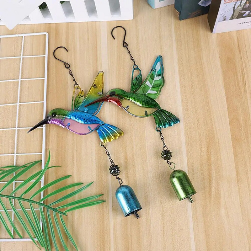 Zvono vjetra Kolibrići Vilin konjic Metalno staklo Oslikani rukotvorini Viseći privjesci Kućni vrt Uređenje dvorišta na otvorenom