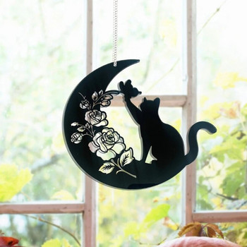 Хелоуин Черни котки Луна Ловци на слънце Висулки Декорация за спалня Офис