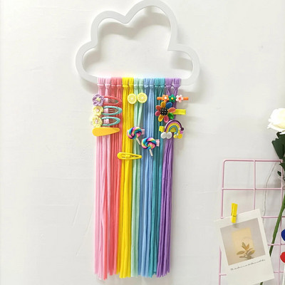 Rainbow Hair Vibuhoidja Organiseerija Tüdrukutele Makramee Tutid Kodu Seinale Riputav Juukseklamber Riidehoidja Kawaii Toa Decor