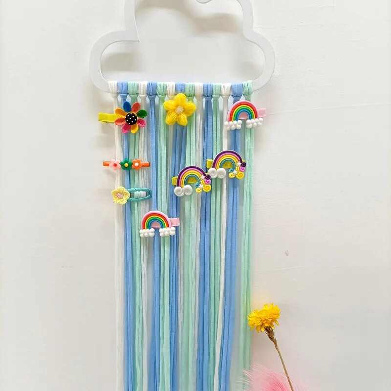 Rainbow Hair Vibuhoidja Organiseerija Tüdrukutele Makramee Tutid Kodu Seinale Riputav Juukseklamber Riidehoidja Kawaii Toa Decor