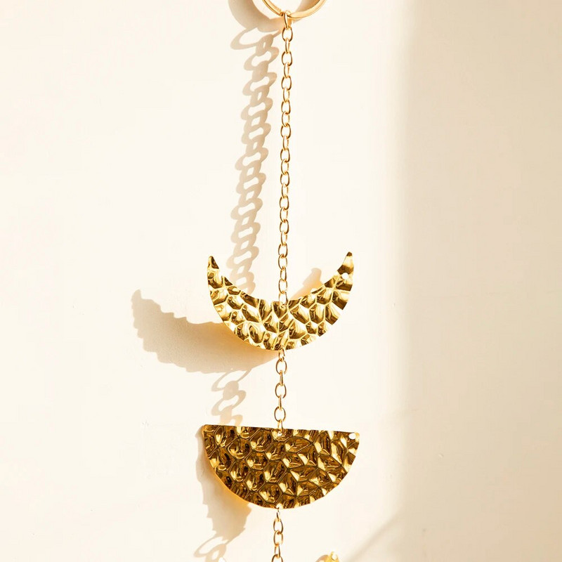 Aukso Mėnulio fazės Sienų pakabinimas Boho Metalo Mėnulio girlianda Sienų Menas Bohemiškas kambario dekoras Estetinis svetainės miegamojo vaikų darželio dekoras