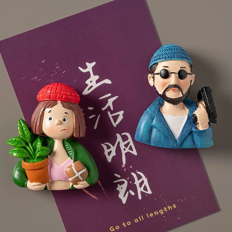 Dropshipping Creative Léon Resin šaldytuvo magnetas 3D šaldytuvo magnetas Klasikinis filmų personažai Šaldytuvo magnetinis lipdukas