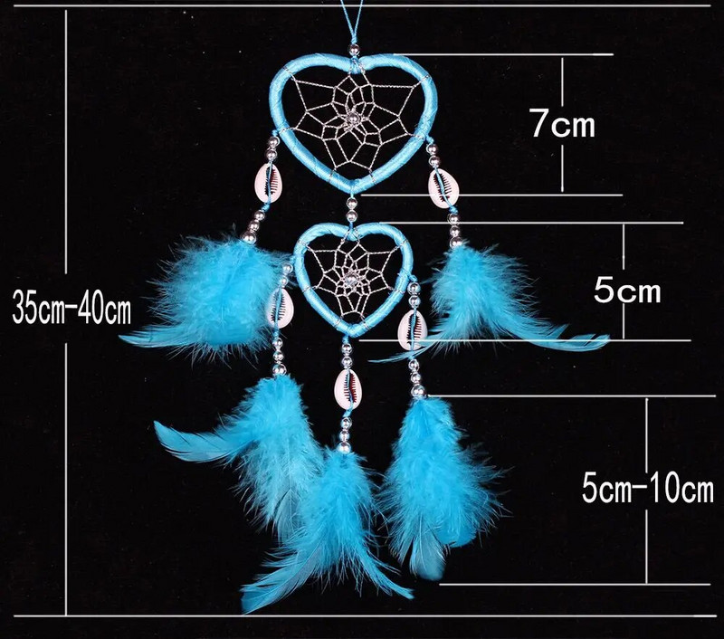 New Indian Ann Style Love Heart Feather Dream Catcher Wind Chimes Zidni interijer automobila Dream Catcher Ornaments Ins Dream Catcher
