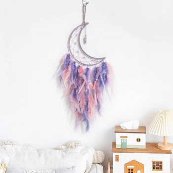 Χαριτωμένο Dream Catcher to Hang Διακόσμηση σπιτιού Πολύχρωμο φεγγάρι Dreamcatcher στολίδια Κρεμαστά τοίχου Εσωτερικό σαλόνι Nordic διακόσμηση
