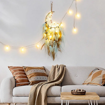 Armas unenäopüüdja kodu kaunistamiseks Värviline kuu unenäopüüdja kaunistused seinale riputatav sisemus Elutoa põhjamaise sisekujundus