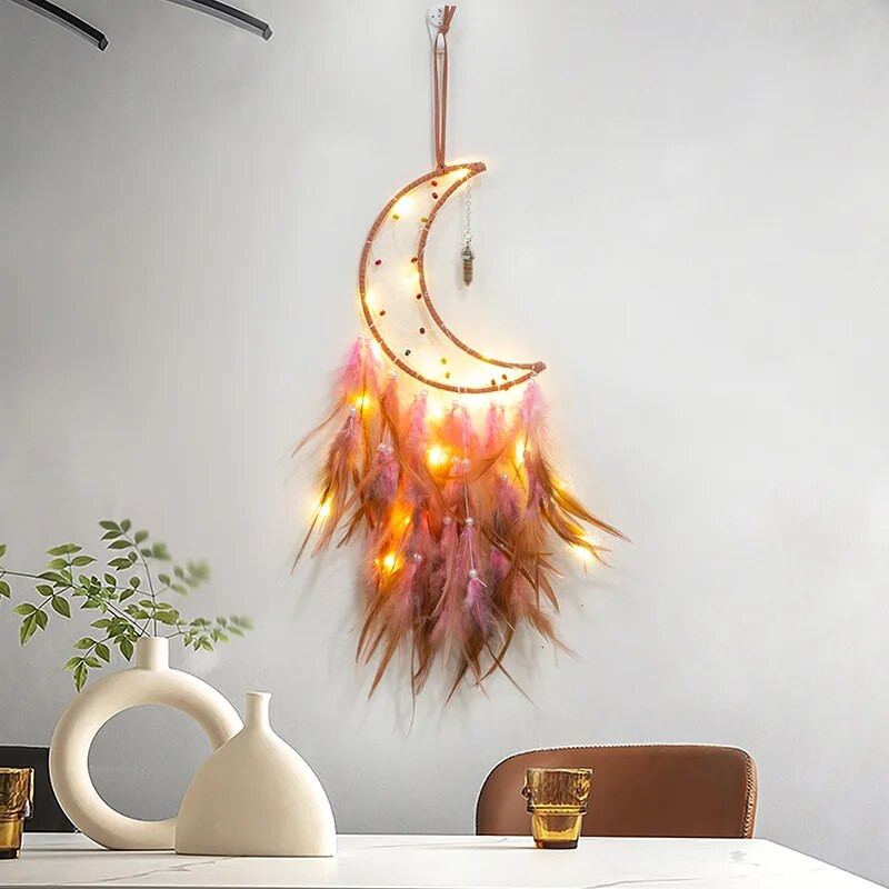 Armas unenäopüüdja kodu kaunistamiseks Värviline kuu unenäopüüdja kaunistused seinale riputatav sisemus Elutoa põhjamaise sisekujundus