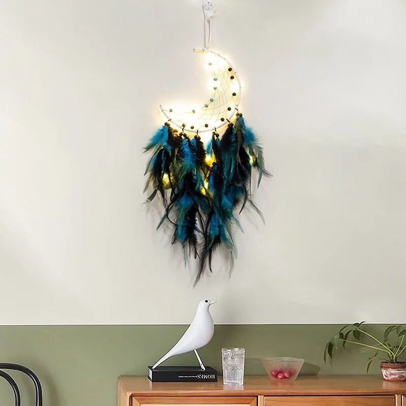 Armas unenäopüüdja kodu kaunistamiseks Värviline kuu unenäopüüdja kaunistused seinale riputatav sisemus Elutoa põhjamaise sisekujundus