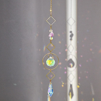 Cristal Sun Catcher Wind Chime Curcubeu Prismă Cristal Grădină Curtea Fereastră Pandantiv Atârna Dream Catcher Ornament agățat