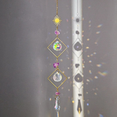 Cristal Sun Catcher Wind Chime Curcubeu Prismă Cristal Grădină Curtea Fereastră Pandantiv Atârna Dream Catcher Ornament agățat