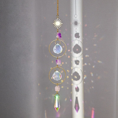 Cristal Sun Catcher Wind Chime Curcubeu Prismă Cristal Grădină Curtea Fereastră Pandantiv Atârna Dream Catcher Ornament agățat