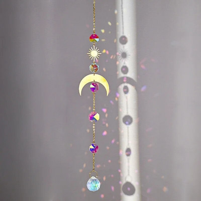 Cristal Sun Catcher Wind Chime Curcubeu Prismă Cristal Grădină Curtea Fereastră Pandantiv Atârna Dream Catcher Ornament agățat