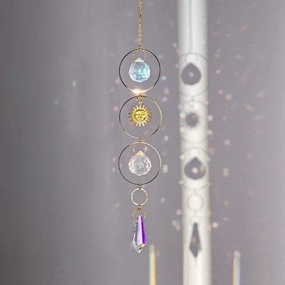 Cristal Sun Catcher Wind Chime Curcubeu Prismă Cristal Grădină Curtea Fereastră Pandantiv Atârna Dream Catcher Ornament agățat