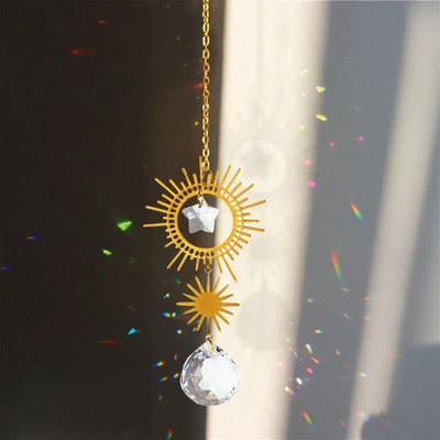 Cristal Sun Catcher Wind Chime Curcubeu Prismă Cristal Grădină Curtea Fereastră Pandantiv Atârna Dream Catcher Ornament agățat