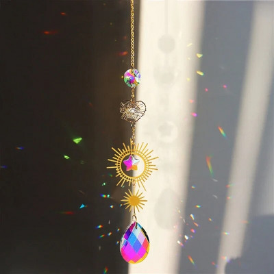 Cristal Sun Catcher Wind Chime Curcubeu Prismă Cristal Grădină Curtea Fereastră Pandantiv Atârna Dream Catcher Ornament agățat