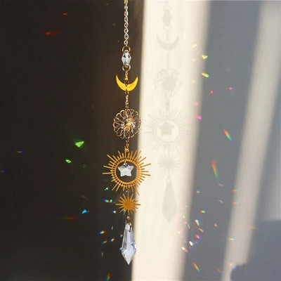 Cristal Sun Catcher Wind Chime Curcubeu Prismă Cristal Grădină Curtea Fereastră Pandantiv Atârna Dream Catcher Ornament agățat