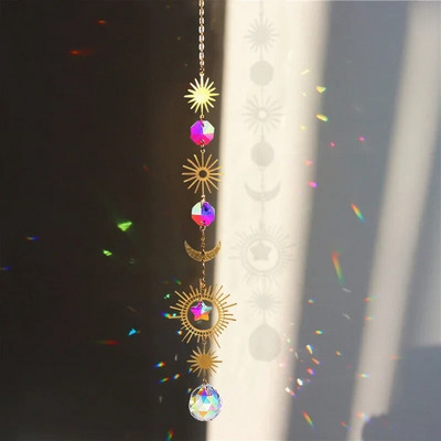 Cristal Sun Catcher Wind Chime Curcubeu Prismă Cristal Grădină Curtea Fereastră Pandantiv Atârna Dream Catcher Ornament agățat
