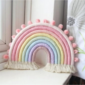 Ornament de agățat curcubeu nordic, bricolaj, frânghie, țesute manual, decor de perete, decorare pentru cameră pentru fetițe, pandantiv agățat de macrame, decorațiuni pentru casă