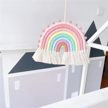 Nordic Rainbow Висящ орнамент Направи си сам въже Ръчно изработени тъкани декорации за стени Декорация на стаята за момичета Макраме Висящи висулки Домашни декори