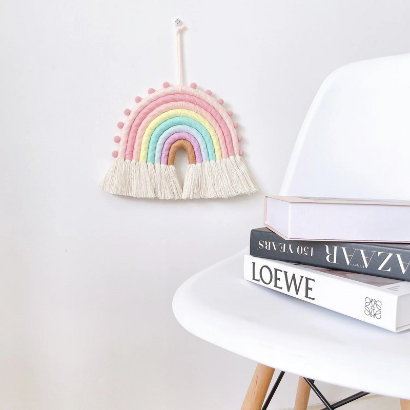 Κρεμαστό στολίδι Nordic Rainbow DIY Χειροποίητο υφαντό ντεκόρ τοίχου Διακόσμηση δωματίου για κοριτσάκι Κρεμαστό κρεμαστό Macrame Διακοσμητικά σπιτιού