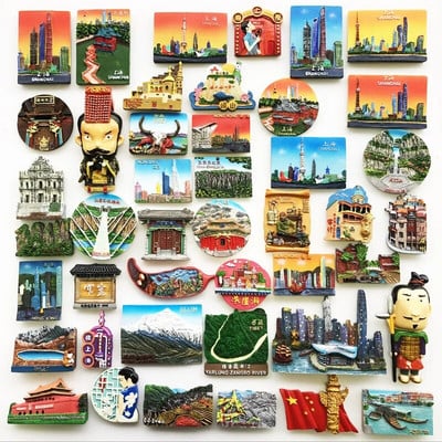 Magneți pentru frigider China Hong Kong Beijing Shanghai Nanjing Xian orașe Suveniruri turistice Autocolante pentru frigider Decor magnetic de casă