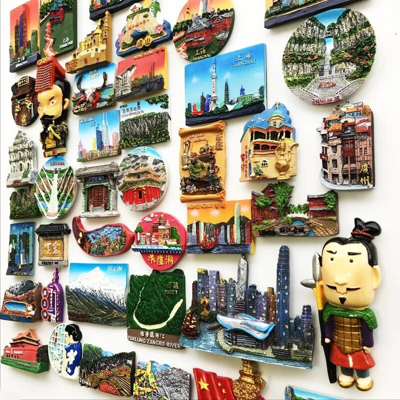 Kinija šaldytuvo magnetai Honkongas Pekinas Šanchajus Nankinas Sianas miestai turistiniai suvenyrai Šaldytuvo lipdukai Magnetinis namų dekoras