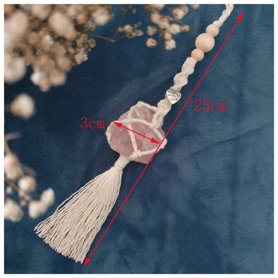 Roosa kvarts MACRAMÉ ripatskivi armastusest vääriskivi Lucky Charm võtmehoidja auto võlu auto tahavaatepeegli kaunistus kodukaunistus