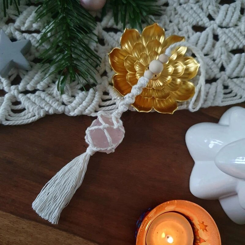 Roosa kvarts MACRAMÉ ripatskivi armastusest vääriskivi Lucky Charm võtmehoidja auto võlu auto tahavaatepeegli kaunistus kodukaunistus