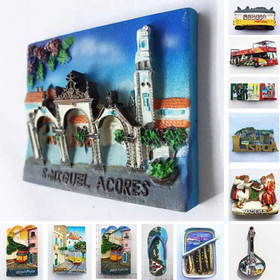 Португалия Сувенир Лисабон Мадейра Градове Магнити за хладилник Смола Стерео магнитни стикери за хладилник Туристически сувенирни декорации