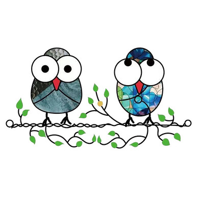 Umeraș pentru fereastră cu vitraliu cu trei păsări Atrapator de soare Specii de păsări Pandantiv colorat Păsări acrilice Decorație agățată